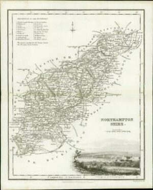 1836 - Original Antique Map of NORTHAMPTONSHIRE by Fullerton (25)