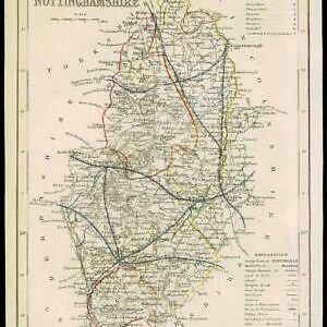 1855 - Original antique map of  "NOTTINGHAMSHIRE" by JOSHUA ARCHER (35)