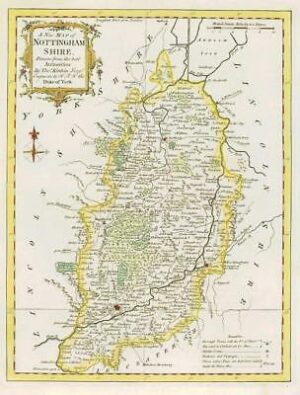 1764 Original Antique Map NOTTINGHAMSHIRE by Thomas KITCHIN Hand coloured (28)