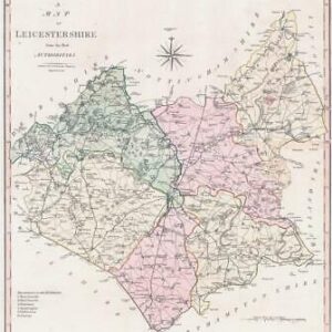1800-10 Large Engraved Map of LEICESTERSHIRE by John Cary Original Colour (CL16)