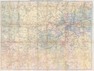c1890 Large folding RAILWAY STATION MAP OF LONDON & ITS ENVIRONS W H Smith