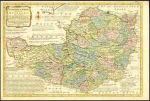 1777 Antique Map of SOMERSETSHIRE by Emanual Bowen Divided into Hundreds (BCM32)