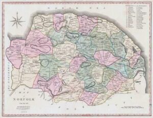 1800-10 Large Engraved Map of NORFOLK by John Cary with Original Colour (CL20)