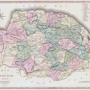 1800-10 Large Engraved Map of NORFOLK by John Cary with Original Colour (CL20)