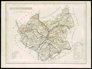 1855 - Original antique map of  "LEICESTERSHIRE" by JOSHUA ARCHER (26)