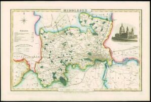 1846 - Original Antique Map of MIDDLESEX by Slater ST PAUL'S CATHEDRAL LONDON