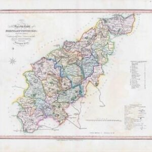 1833 Large Engraved Map NORTHAMPTONSHIRE by William Ebden Duncan Colour (DUK28)