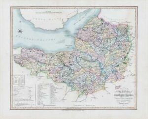 1833 Large Engraved Map SOMERSETSHIRE William Ebden Duncan Colour (DUK12)