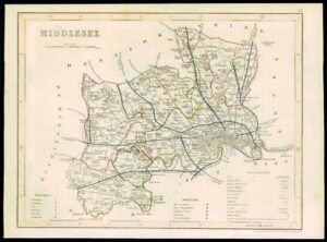 1855 - Original antique map of "MIDDLESEX" by JOSHUA ARCHER (29)