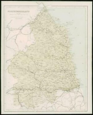 1868 - Original Colour Antique Map of NORTHUMBERLAND by W Hughes (FC33)