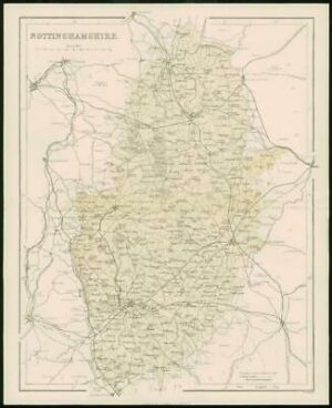 1868 - Original Colour Antique Map of NOTTINGHAMSHIRE by W Hughes (FC32)
