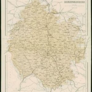 1868 - Original Colour Antique MAP of HEREFORDSHIRE by W Hughes (FC57)