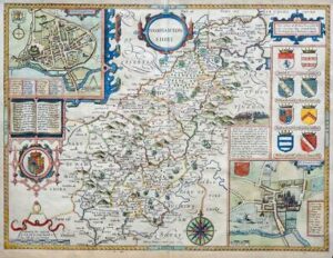 1627  Rare John Speed Map of NORTHAMPTONSHIRE by George Humble