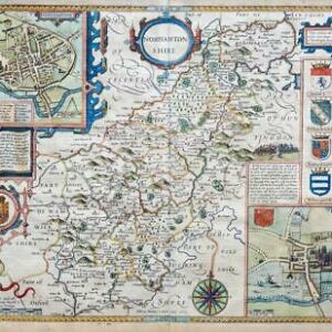 1627  Rare John Speed Map of NORTHAMPTONSHIRE by George Humble