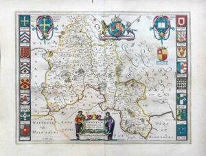 1659 OXFORDSHIRE Oxonium Map by Blaeu Rare Spanish Edition (EB)