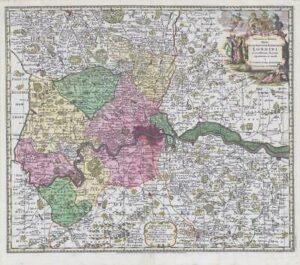 c1740 Regio Magnae Brittaniae Metropolis LONDINI Map of London by Lotter (LM13)