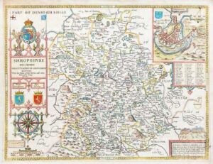 1770 "SHROPSHIRE" Shropshyre Antique Map by John Speed RARE DICEY Edition