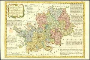 1777 Antique Map HARTFORDSHIRE Hertford Emanual Bowen Divided Hundreds (BCM17)