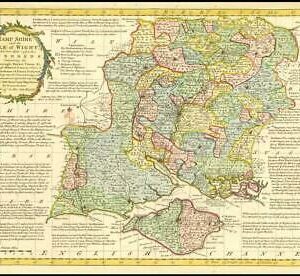 1777 Antique Map HAMPSHIRE ISLE OF WIGHT Emanual Bowen Divided Hundreds (BCM16)
