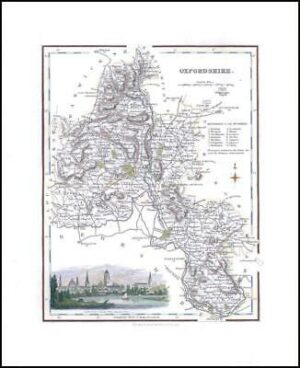 1836 - Original Antique Map of OXFORDSHIRE View of Oxford by Fullerton(FCM9)