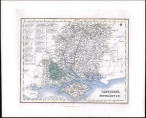 1836 - Original Antique Map of HAMPSHIRE OR SOUTHAMPTON by Fullerton (FCM22)
