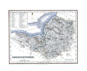1836 - Original Antique Map of SOMERSETSHIRE Fullerton (FCM31)