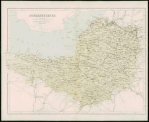 1868 - Original Colour Antique Map of SOMERSET by W Hughes (FC5)