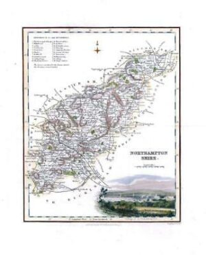 1836 - Original Antique Map of NORTHAMPTONSHIRE Northampton by Fullerton(FCM11)