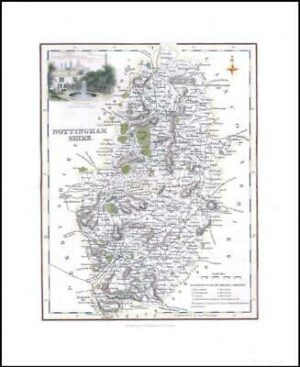 1836 - Original Antique Map of NOTTINGHAMSHIRE View Newshtad by Fullerton(FCM18)
