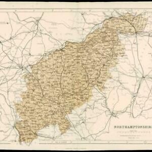 1865 - Original Antique Map of "NORTHAMPTONSHIRE" by W Hughes (NG44)