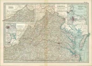1903  Large Colour Map VIRGINIA, NORFOLK AND VICINITY (EB71)