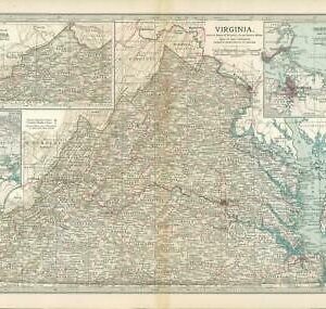 1903  Large Colour Map VIRGINIA, NORFOLK AND VICINITY (EB71)