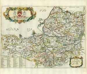 1673 1st ISSUE Antique Map 'A MAPP OF THE COUNTY SOMERSET' by Richard Blome
