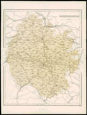 1865 - Original Antique Map of "HEREFORDSHIRE" by W Hughes (NG24)