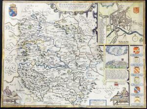 c1710 Original Antique Map - HEREFORDSHIRE by John Speed Henry Overton RARE