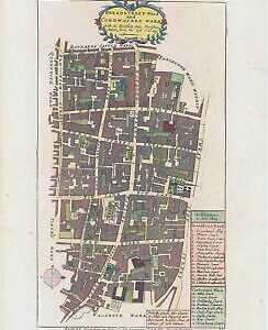 1755 Antique Map Plan London BREAD STREET WARD & CORDWAINER Cheapside Stow (ST8)