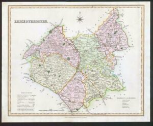 1831 - LEICESTERSHIRE Original Antique LARGE COLOURED Map by HENRY TEESDALE