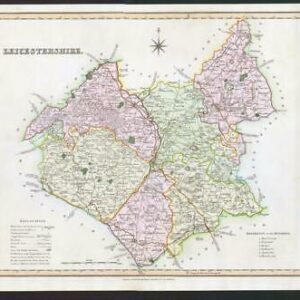 1831 - LEICESTERSHIRE Original Antique LARGE COLOURED Map by HENRY TEESDALE