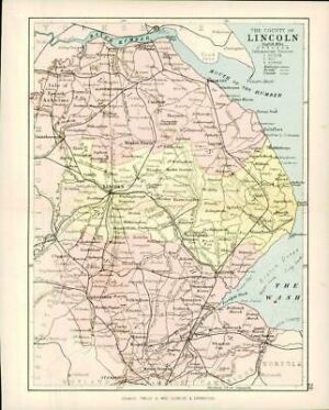 c1883 COUNTY OF LINCOLN MAP Lincolnshire By George Philip (PC19)