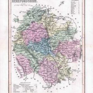 1860 - Original antique colour map of "HEREFORDSHIRE" by Joshua Archer (19)