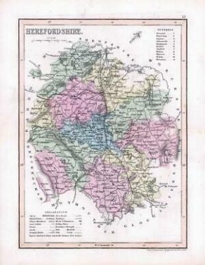1860 - Original antique colour map of "HEREFORDSHIRE" by Joshua Archer (19)
