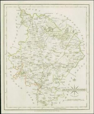 1793 Original Antique MAP of 'HUNTINGDONSHIRE' by John Cary (CM2/17)