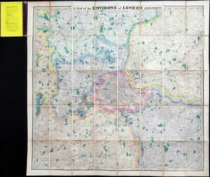 c1873 Folding Map Stanford ENVIRONS OF LONDON 25 MILES ROUND Metropolis (FM149)