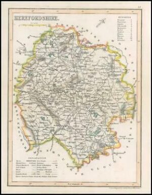 c1845 Antique Map of HEREFORDSHIRE by J Archer (LSM37)