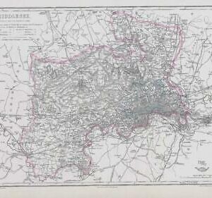 1863 Large Antique Map MIDDLESEX by Edward Weller (DA96)