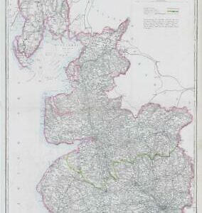 1863 Large Antique Map LANCASHIRE by Edward Weller (DA09)