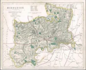 1842 Engraved Map of MIDDLESEX by Fisher (FM2/20)