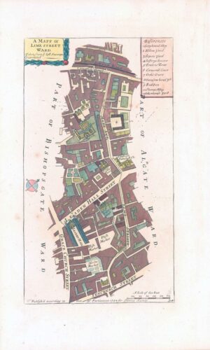 1755 Original Engraved Map plan London A MAPP OF LIME STREET  WARD by Stow (ST3)