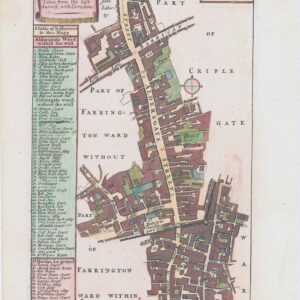 1755 Original Engraved Map London ALDERSGATE WARD ST MARTINS LE GRAND Stow (ST9)
