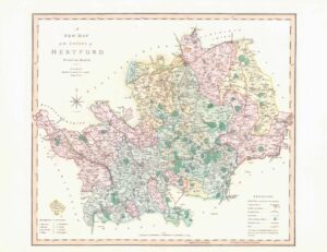 1804 Large Antique Map HERTFORDSHIRE by C Smith (SM2/28)